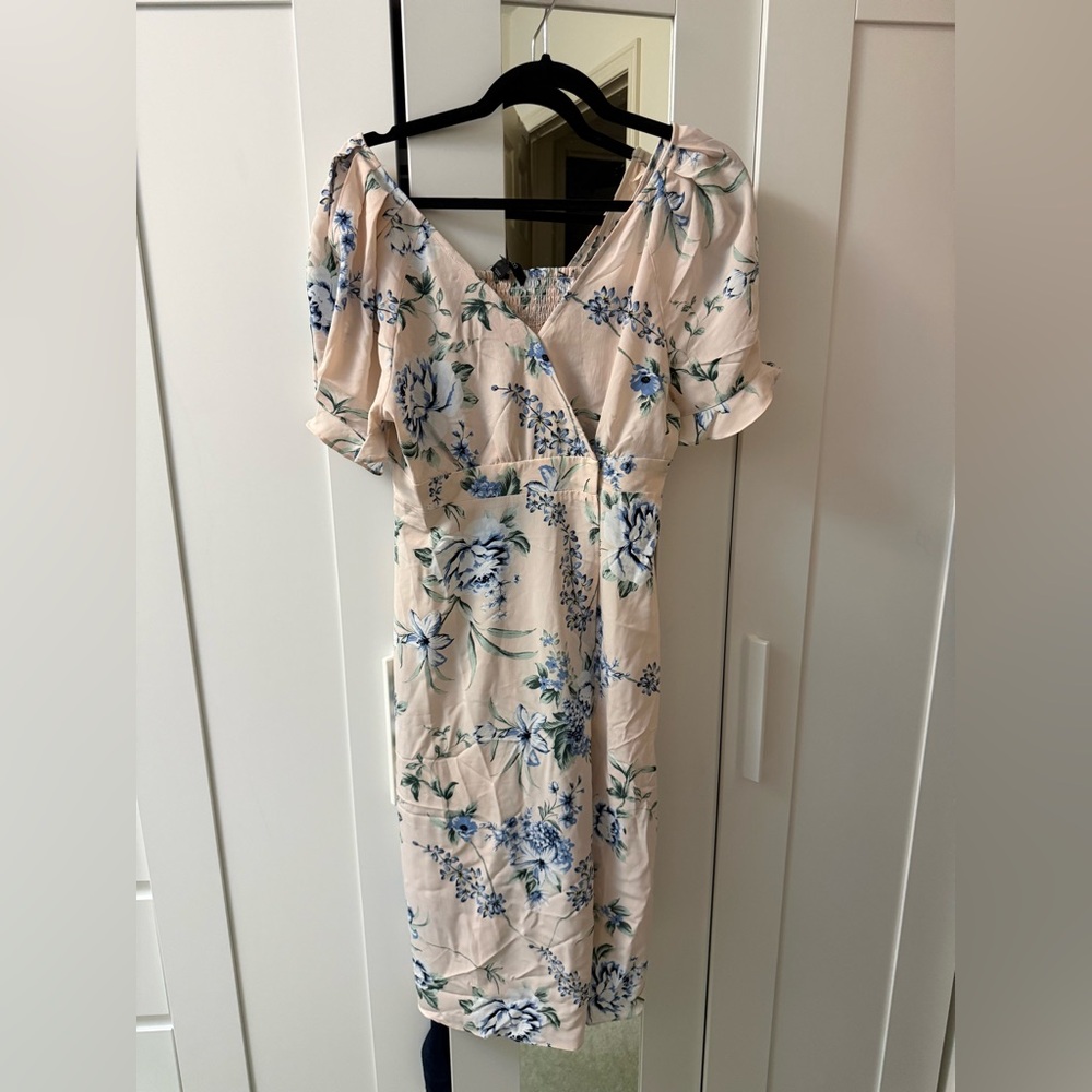 RW&CO. Cream Blouse with Blue Floral Dress-Size S-NWT